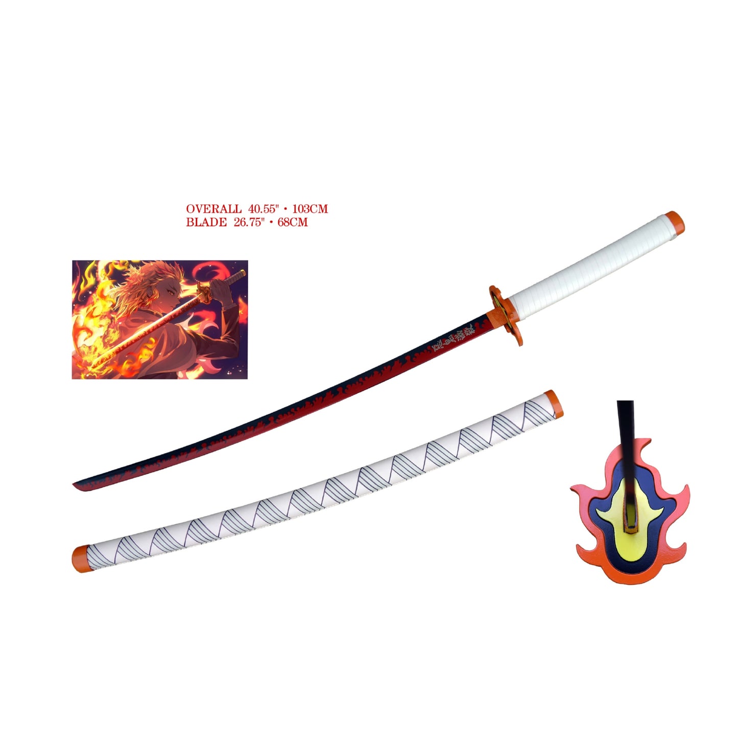 Demon Slayer Rengoku Metal Katana Sword Manga Style