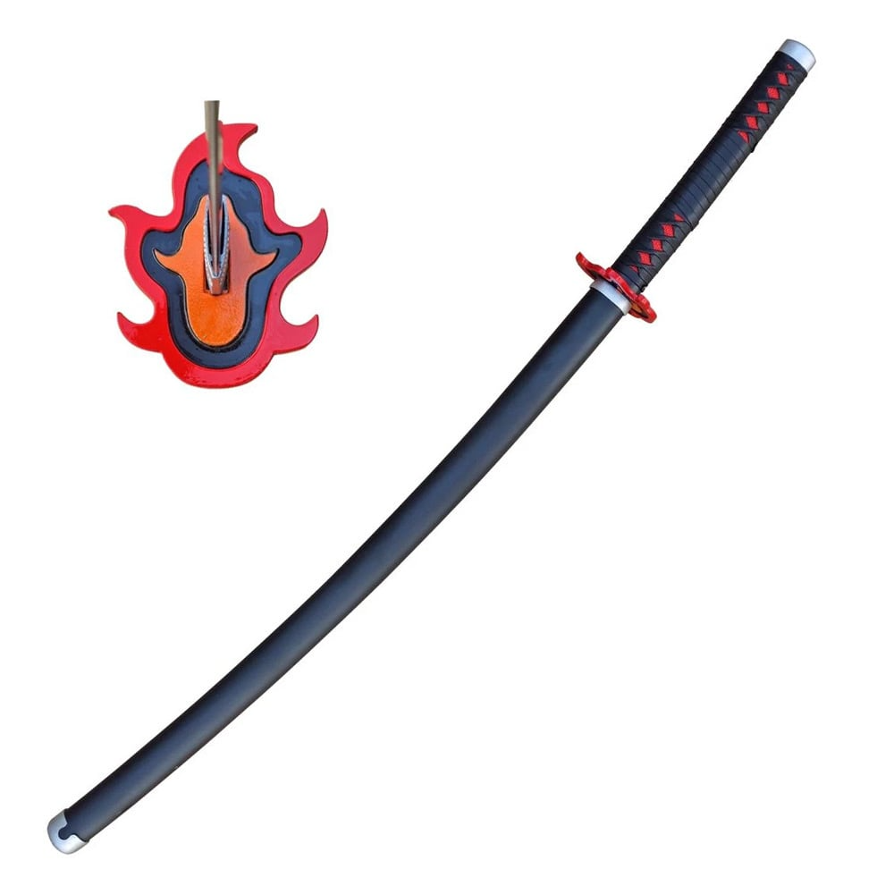 Demon Slayer Tanjiro Rengoku Hilt Metal Katana Sword Manga Style